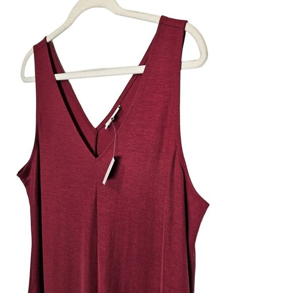Sleeveless Maroon‎ Jumpsuit Studio B V-Neckline Pockets Pull On Boxy Lagenlook - Picture 3 of 16